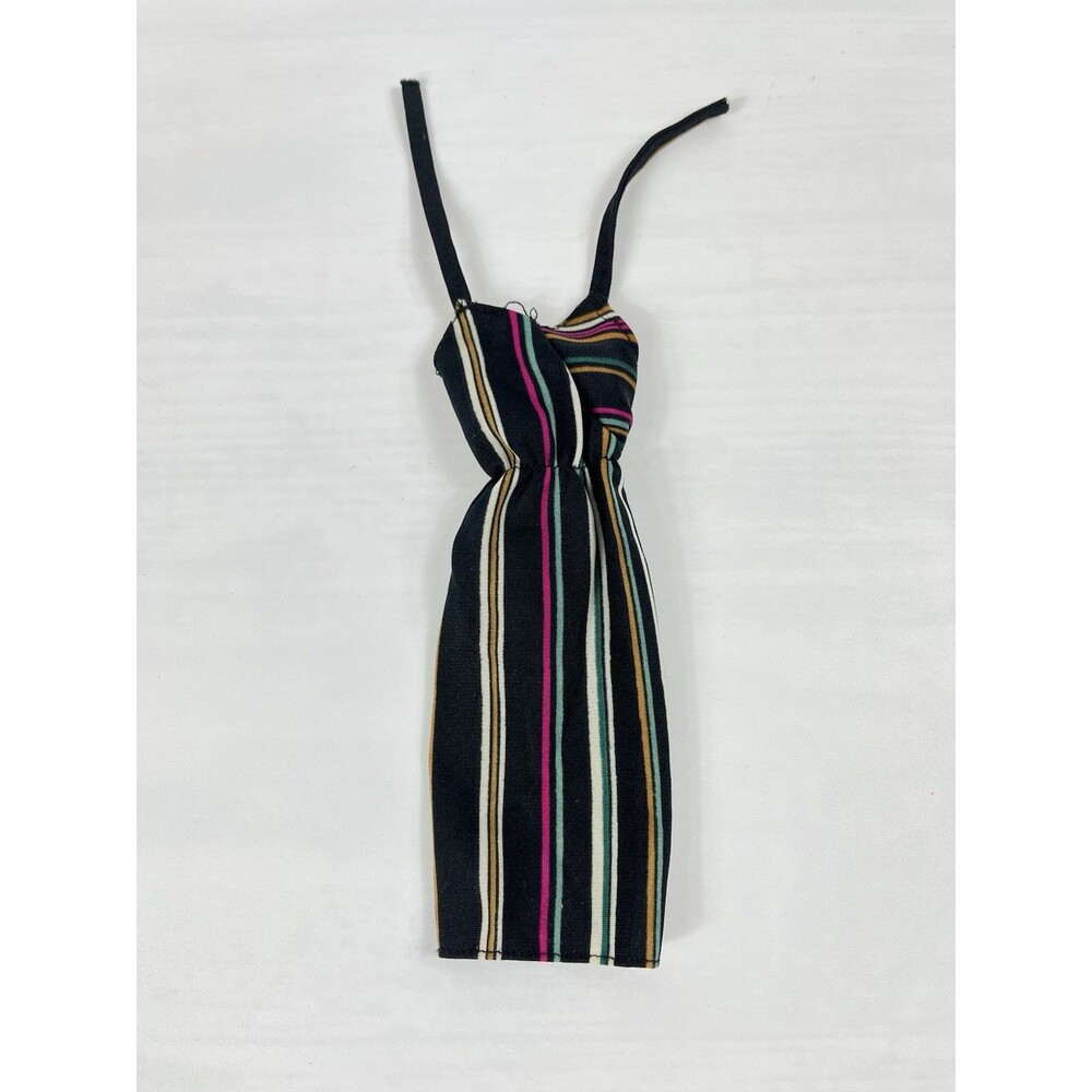 Vtg Barbie 1980 Best Buy Fashion #3639 Black Stripped Superstar Dress